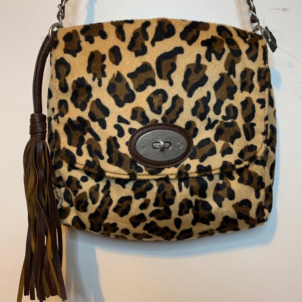 NWT Leopard print purse w/ chain‎ and leather strap